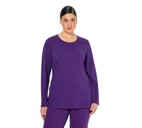 Ulla Popken Damen große Größen Übergrößen Plus Size Shirt, Slim, Rundhalsausschnitt, Langarm tiefes violett 42+ 646801840-42+