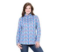 Ulla Popken Damen große Größen Übergrößen Plus Size Shirtrolli, floraler Druck, Rollkragen, Langarm graublau 58+ 834489740-58+