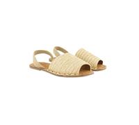 Ulla Popken Damen große Größen Übergrößen Plus Size Slingback-Sandale, Raffia, Suede, Weite H naturbeige 40 838652300-40