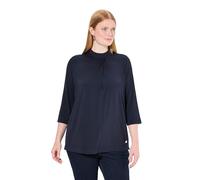 Ulla Popken Damen große Größen Übergrößen Plus Size Slinky-Blusenshirt, Zierfalte, Stehkragen, 3/4-Arm Dunkles Marine 54+ 833895120-54+