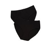 Ulla Popken Damen Slips, 2er-Pack Slip, Schwarz, 46-48