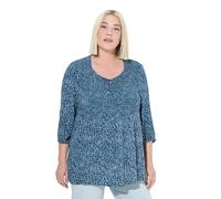 Ulla Popken Damen große Größen Übergrößen Plus Size Smokbluse, Punkte, A-Linie, Rundhals, 3/4-Arm dunkelblau 54+ 830258750-54+