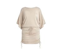 Ulla Popken Damen große Größen Übergrößen Plus Size Strandkleid, Metallic-Effekt, U-Boot-Ausschnitt, Halbarm Sand 50+ 847662300-50+