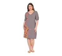 Ulla Popken Damen große Größen Übergrößen Plus Size Strandkleid, Paisley, A-Linie, V-Ausschnitt, Halbarm Marine 42+ 832299740-42+