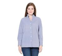 Ulla Popken Damen große Größen Übergrößen Plus Size Streifenbluse, Rüschen, Stehkragen, Langarm lila 46+ 829784847-46+