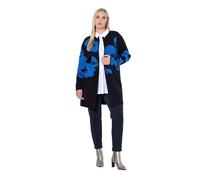 Ulla Popken Damen große Größen Übergrößen Plus Size Strickjacke, Blüten, Doucleface, Rundhals, Langarm Marine 50+ 845818130-50+