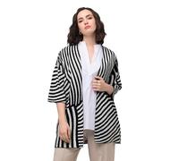 Ulla Popken Damen große Größen Übergrößen Plus Size Strickjacke, Jacquard-Feinstrick, Stehkragen, Halbarm schwarz 54+ 819727100-54+