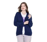 Ulla Popken Damen große Größen Übergrößen Plus Size Strickjacke, kurz, Oversized, offene Jacke, Wollanteil dunkelblau 54+ 832535750-54+