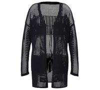 Ulla Popken Damen große Größen Übergrößen Plus Size Strickjacke, Lochstrick, Oversized, V-Ausschnitt Marine 54+ 829032130-54+