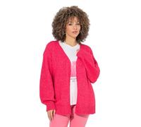 Ulla Popken Damen große Größen Übergrößen Plus Size Strickjacke, offene Form, Langarm, recycelt Hibiskus-pink 42+ 848268526-42+