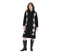 Ulla Popken Damen große Größen Übergrößen Plus Size Strickkleid, Argyle-Muster, Troyerkragen, Langarm schwarz 46+ 830010100-46+