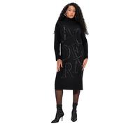 Ulla Popken Damen große Größen Übergrößen Plus Size Strickkleid, Buchstaben, Stehkragen, Langarm schwarz 50+ 833483100-50+
