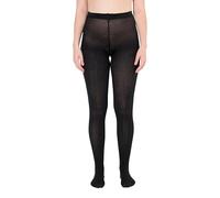 Ulla Popken Damen Strickstrumpfhose, Modisches Zopfmuster, Warm Strumpfhosen, Strick, Schwarz, 50-52 EU