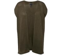 Ulla Popken Damen große Größen Übergrößen Plus Size Strickweste, Palme, Oversized, offene Form, ärmellos Wald grün 54+ 828023200-54+