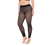 Ulla Popken Damen große Größen Übergrößen Plus Size Strumpf-Leggings, transparente Optik, innen hautfarben schwarz 46+ 839791100-46+
