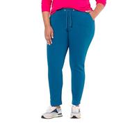 Ulla Popken Damen große Größen Übergrößen Plus Size Sweathose, kuschelweiche Innenseite, Elastikbund blaugrün 66+ 801048768-66+