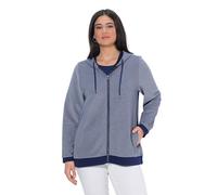 Ulla Popken Damen große Größen Übergrößen Plus Size Sweatjacke, Struktur, Kapuze, Langarm Tintenblau 58+ 846789740-58+