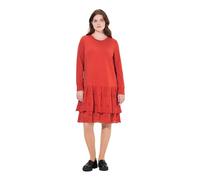 Ulla Popken Damen große Größen Übergrößen Plus Size Sweatkleid, Spitze, Rundhals, Langarm, Biobaumwolle Ziegelrot 50+ 821156534-50+