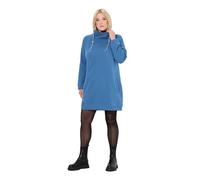 Ulla Popken Damen große Größen Übergrößen Plus Size Sweatkleid, Stehkragen, Langarm, Taschen denimblau 50+ 825247721-50+