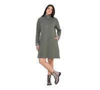 Ulla Popken Damen große Größen Übergrößen Plus Size Sweatkleid, Troyerkragen, A-Linie, Langarm, Taschen olivgrau 46+ 842112200-46+