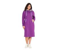 Ulla Popken Damen große Größen Übergrößen Plus Size Sweatkleid, Zierpaspeln, Stehkragen, Langarm, Taschen Dunkles violett 46+ 832567835-46+