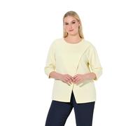 Ulla Popken Damen große Größen Übergrößen Plus Size Sweatshirt, asymmetrisch, Rundhals, 3/4-Arm, Modalmix weiches gelb 50+ 846341600-50+