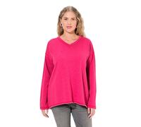 Ulla Popken Damen große Größen Übergrößen Plus Size Sweatshirt, Flocksterne, Oversized, V-Ausschnitt, Langarm rot pink 42+ 832381540-42+