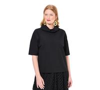 Ulla Popken Damen große Größen Übergrößen Plus Size Sweatshirt, Oversized, Schalkragen, Halbarm schwarz 46+ 837052100-46+