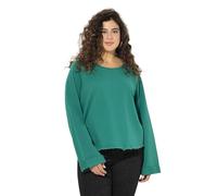 Ulla Popken Damen große Größen Übergrößen Plus Size Sweatshirt, Rollkanten, Rundhals, Raglan-Langarm smaragd grün 50+ 830575469-50+