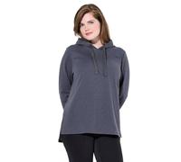Ulla Popken Damen große Größen Übergrößen Plus Size Sweatshirt, Schriftdruck, Classic, Kapuze, Langarm asphaltgrau 50+ 834187110-50+