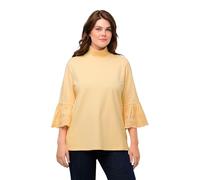 Ulla Popken Damen große Größen Übergrößen Plus Size Sweatshirt, Spitze, Stehkragen, 3/4-Arm, Biobaumwolle 821146