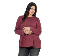 Ulla Popken Damen große Größen Übergrößen Plus Size Sweatshirt, Volantsaum, A-Linie, Rundhals, Langarm dunkel kirschrot 50+ 842257349-50+