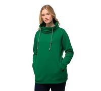 Ulla Popken Damen große Größen Übergrößen Plus Size Sweatshirt, weiter Stehkragen, Taschen, Raglan-Langarm smaragdgrün 42+ 713963459-42+