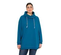 Ulla Popken Damen Sweatshirt, weiter Stehkragen, Taschen, Raglan-Langarm, blau, 66/68