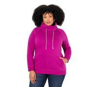 Ulla Popken Damen Sweatshirt, weiter Stehkragen, Taschen, Raglan-Langarm, Dunkler Flieder, 50/52
