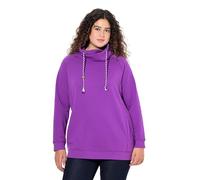 Ulla Popken Damen große Größen Übergrößen Plus Size Sweatshirt, weiter Stehkragen, Taschen, Raglan-Langarm lila 50+ 713963824-50+