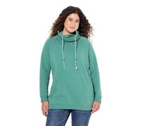 Ulla Popken Damen Sweatshirt, Weiter Stehkragen, Taschen, Raglan-Langarm, Grün, 46-48 EU
