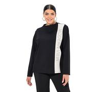 Ulla Popken Damen große Größen Übergrößen Plus Size Sweatshirt, Zierstreifen, Stehkragen, Langarm schwarz 46+ 835379100-46+