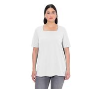 Ulla Popken Damen große Größen Übergrößen Plus Size T-Shirt, A-Linie, Carré-Ausschnitt, Halbarm schneeweiß 46+ 807286200-46+