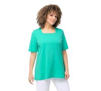Ulla Popken Damen große Größen Übergrößen Plus Size T-Shirt, A-Linie, Carré-Ausschnitt, Halbarm türkisgrün 42+ 807286437-42+