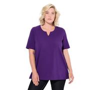 Ulla Popken Damen große Größen Übergrößen Plus Size T-Shirt, A-Linie, Tunika-Ausschnitt, Halbarm tiefes violett 58+ 807259840-58+