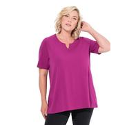 Ulla Popken Damen große Größen Übergrößen Plus Size T-Shirt, A-Linie, Tunika-Ausschnitt, Halbarm Beere 58+ 807259827-58+