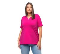 Ulla Popken Damen große Größen Übergrößen Plus Size T-Shirt, A-Linie, Tunika-Ausschnitt, Halbarm Fuchsia pink 46+ 807259815-46+