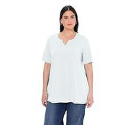 Ulla Popken Damen, A-Linie, Tunika-Ausschnitt, Halbarm T-Shirt, Schneeweiß, 58-60