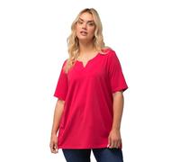 Ulla Popken Damen große Größen Übergrößen Plus Size T-Shirt, A-Linie, Tunika-Ausschnitt, Halbarm rot 58+ 807259535-58+