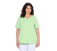 Ulla Popken Damen große Größen Übergrößen Plus Size T-Shirt, A-Linie, Tunika-Ausschnitt, Halbarm grün 42+ 807259418-42+