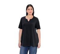 Ulla Popken Damen, A-Linie, Tunika-Ausschnitt, Halbarm T-Shirt, Black Beauty, 54-56