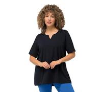 Ulla Popken Damen, A-Linie, Tunika-Ausschnitt, Halbarm T-Shirt, Marine, 58-60