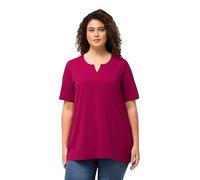 Ulla Popken Damen große Größen Übergrößen Plus Size T-Shirt, A-Linie, Tunika-Ausschnitt, Halbarm magnolienrot 58+ 807259820-58+