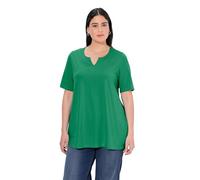 Ulla Popken Damen große Größen Übergrößen Plus Size T-Shirt, A-Linie, Tunika-Ausschnitt, Halbarm smaragdgrün 62+ 807259459-62+